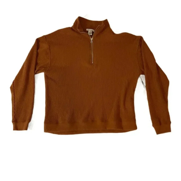 NWT Better Together Rust Waffle Quarter Zip Pullover Long Sleeve Womens Medium - Picture 1 of 6